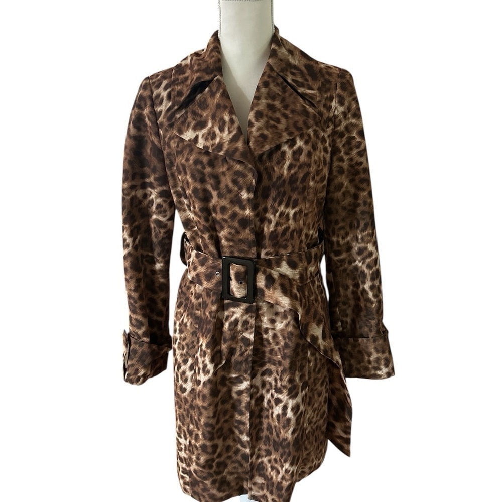 INC International Concepts Trench Coat Animal Print Size Small